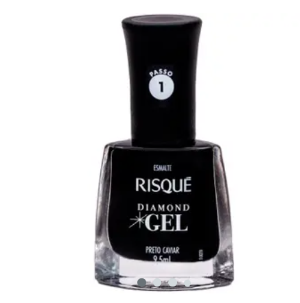 Esmalte Risqué Diamond Gel Preto Caviar Cremoso 9,5ml