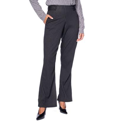 Calça Feminina Giraffe Reta Risca de Giz Preto