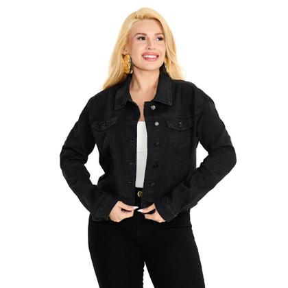 Jaqueta Jeans Feminina Max Denim Estonada Preto
