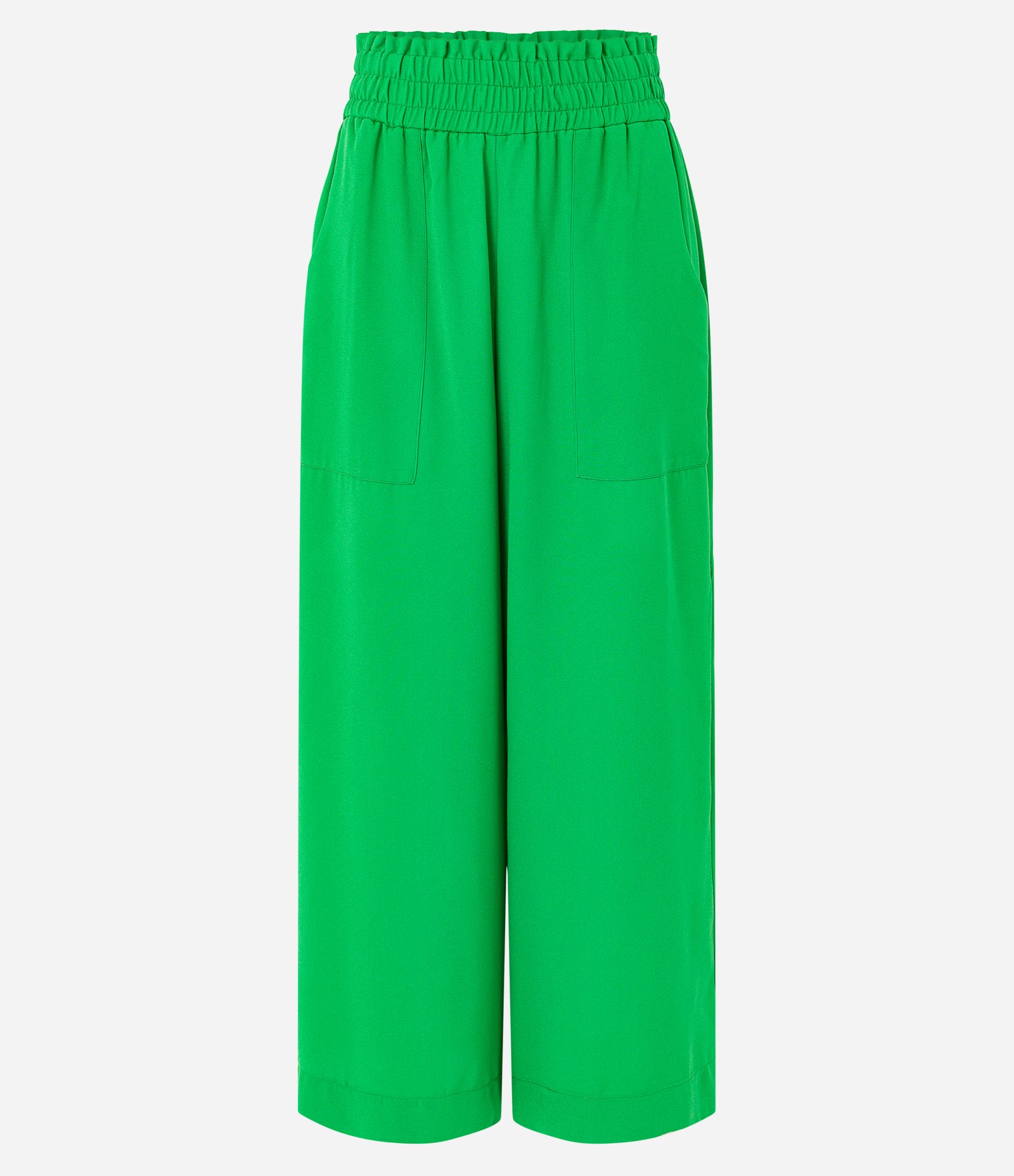 Calça Pantacourt com Elástico no Cós e Bolsos Quadrados Verde